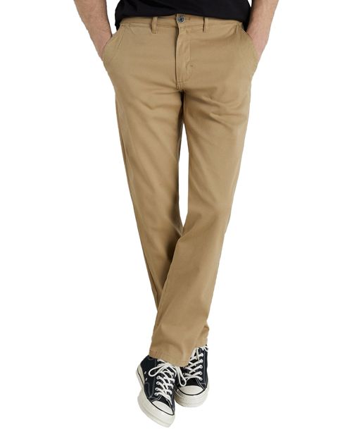 Pantalón chino Easy Wear straight fit khaki sólido para hombre