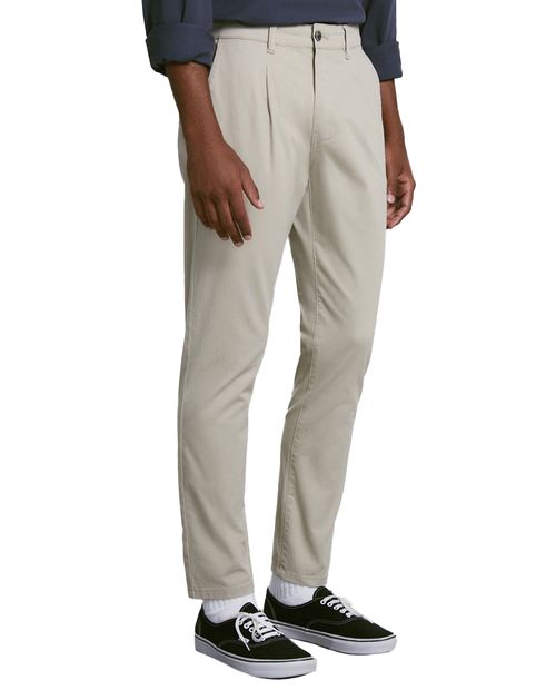 Pantalón chino Easy Wear tapered fit beige sólido para hombre