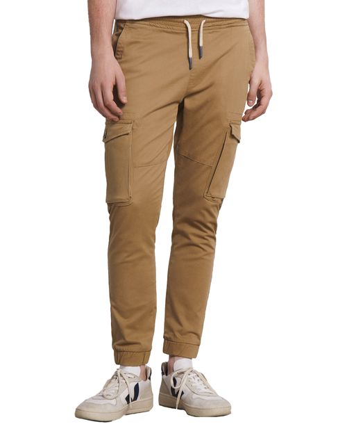 Jogger cargo Easy Wear slim fit khaki sólido para hombre