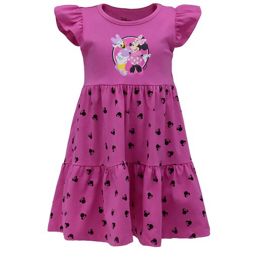 Vestido rosado con estampado de Minnie Mouse para niña