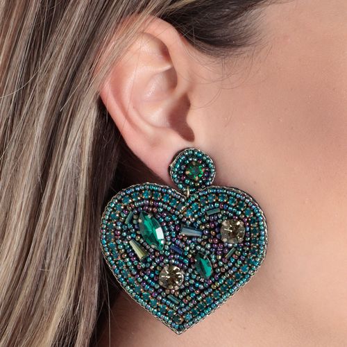 Aretes de corazón multicolor para mujer