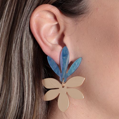 Aretes de flor bicolor para mujer