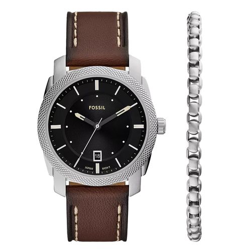 Reloj análogo Fossil de cuero café para hombre