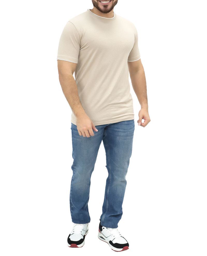 104699057-Camiseta-Denim---Flower-beige-con-textura-para-hombre