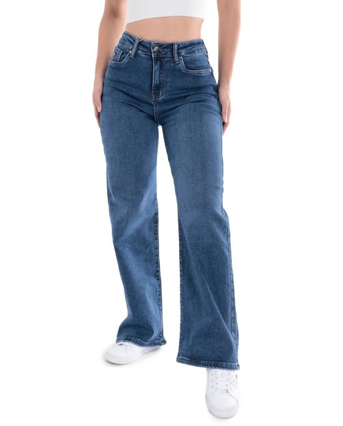 Jeans Most Wanted wide leg azul medio de cintura alta para mujer