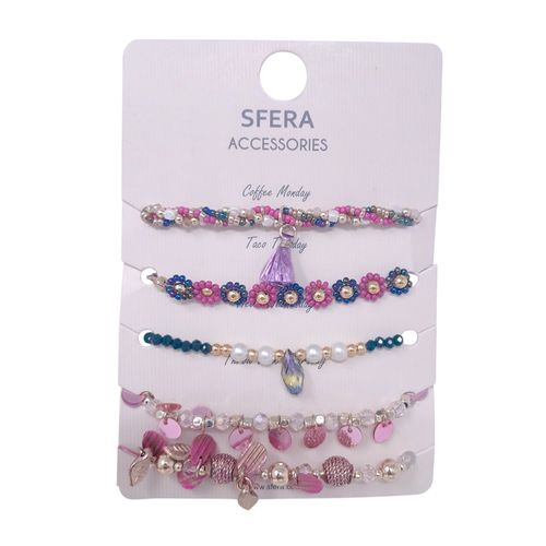 Set de pulseras multicolor 1mm- 11" para mujer