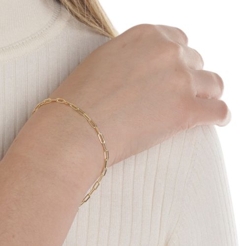 Pulsera de plata color dorado 1mm- 10" para mujer