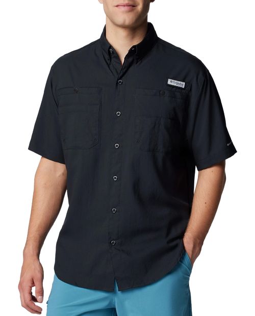 Camisa Columbia Tamiami  II PFG negra con textura para hombre