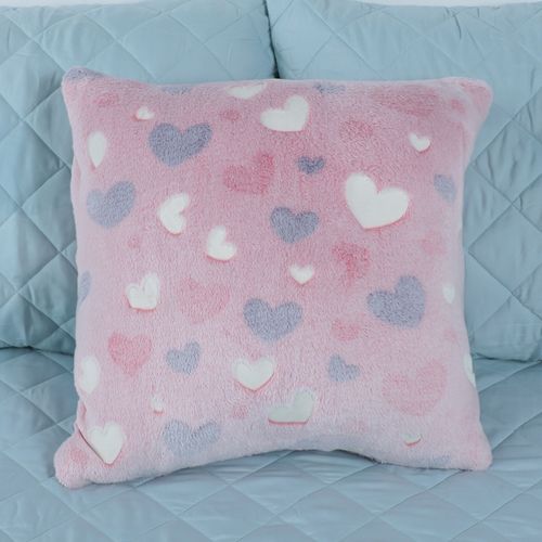 Cojín euro glow in the dark corazones 50x50 cm