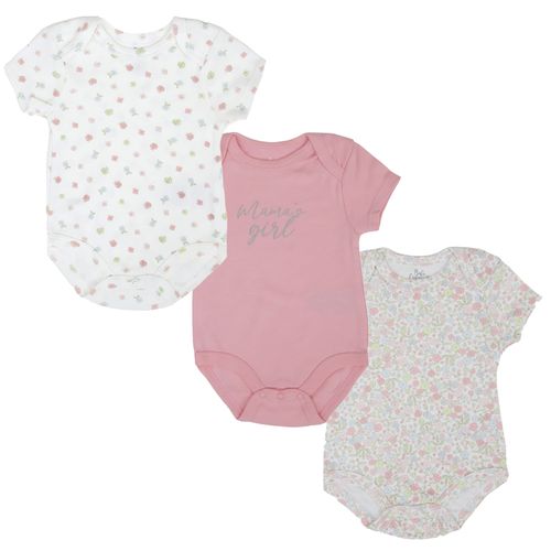 Set de 3 mamelucos multicolor con estampado para bebé niña