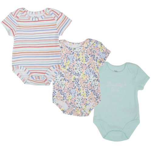 Set de 3 mamelucos multicolor con estampado para bebé niña