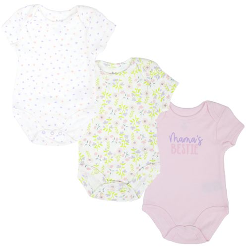 Set de 3 mamelucos multicolor con estampado para bebé niña