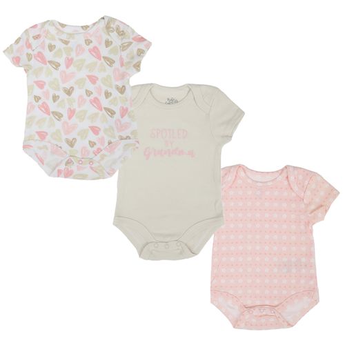 Set de 3 mamelucos multicolor con estampado para bebé niña