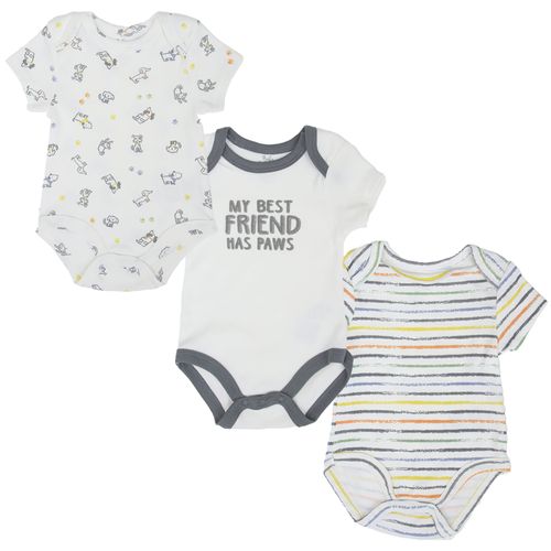 Set de 3 mamelucos multicolor con estampado para bebé niño