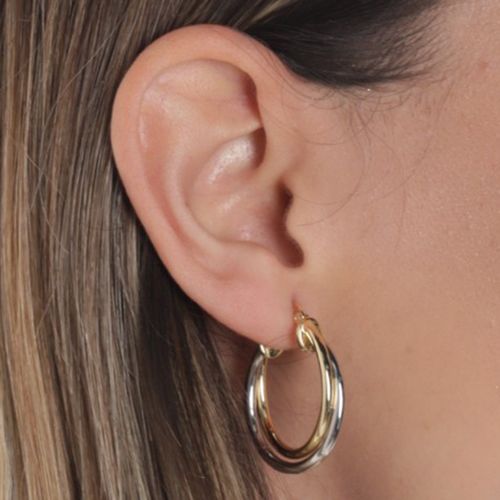 Aretes hoops de brass dorado/plateado para mujer