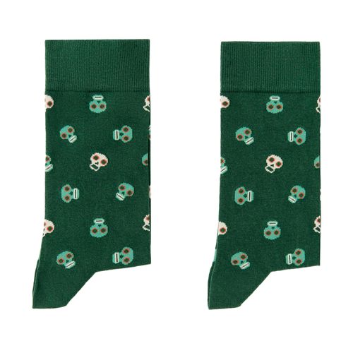Par de calcetines Sfera verde mini print calaveras para hombre