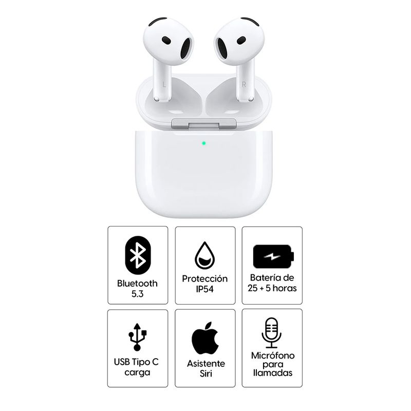 Audífonos inalámbricos in ear Apple Airpods (4ta generación