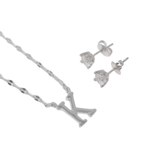 Cadena de plata con dije de letra 1mm- 18" para mujer