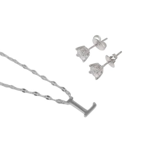 Cadena de plata con dije de letra 1mm- 18" para mujer