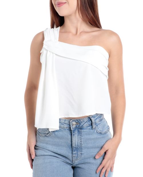 Blusa Unexpected casual blanca de un tirante para mujer