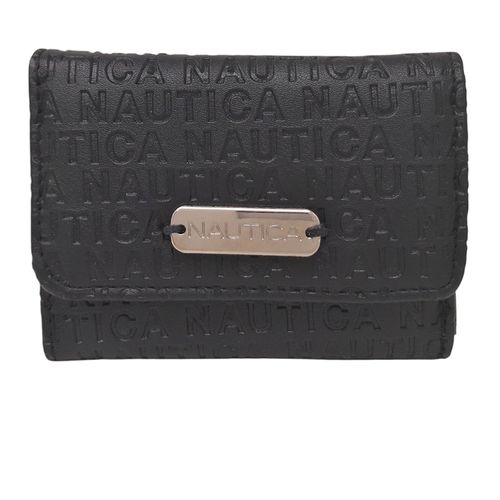 Billetera flap Nautica color negro para mujer