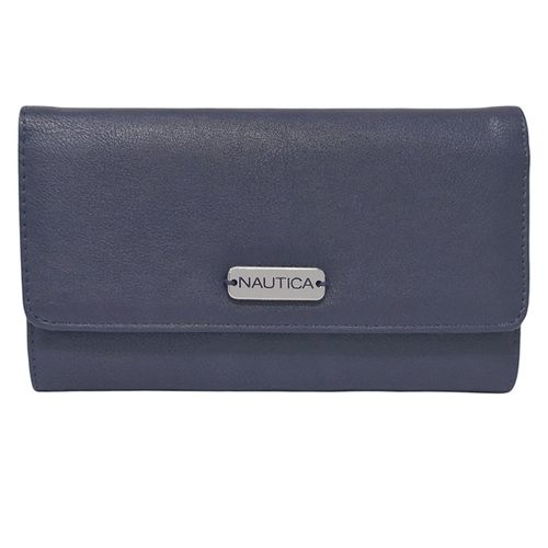 Billetera flap Nautica color azul para mujer
