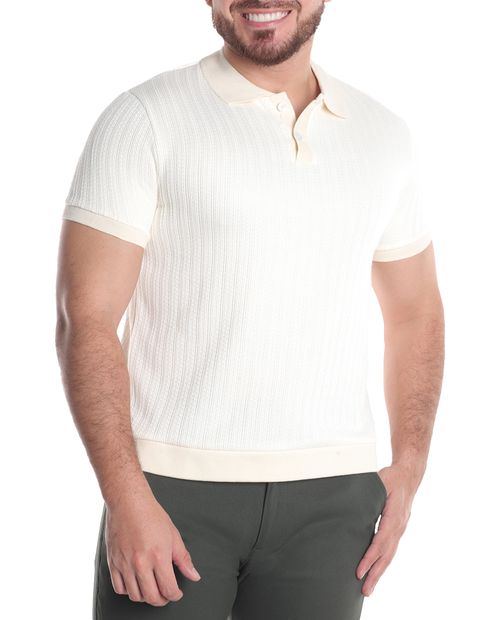Camisa polo Unexpected ivory con rayas texturizadas para hombre