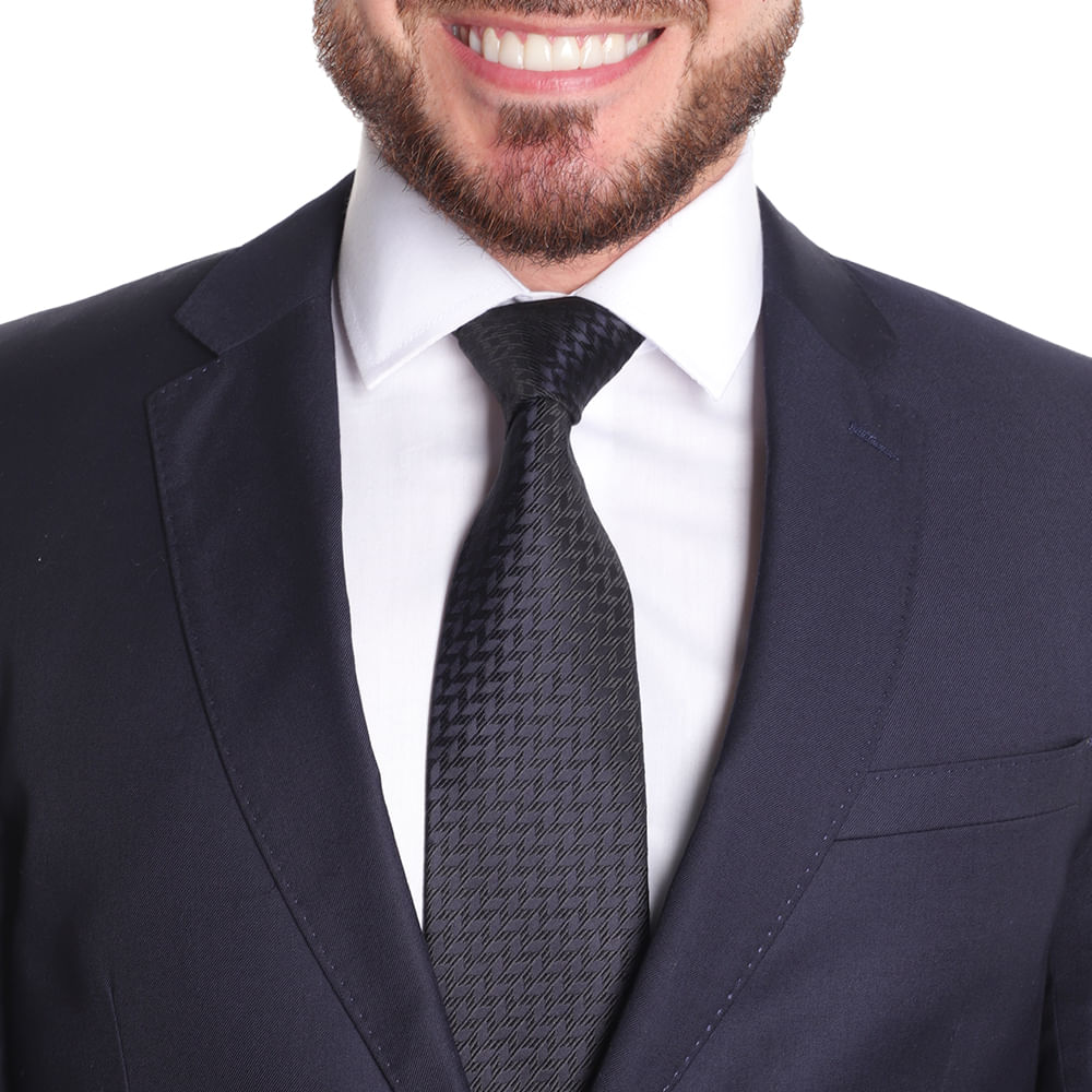 Corbata Zanetti Blue regular fit negra texturizada con mini print para ...