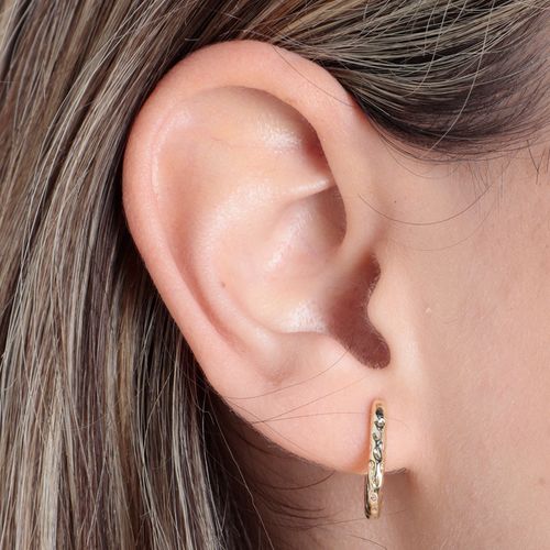 Aretes hoops de plata con baño de oro para mujer