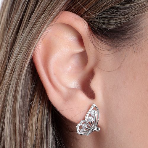 Aretes cortos de plata para mujer
