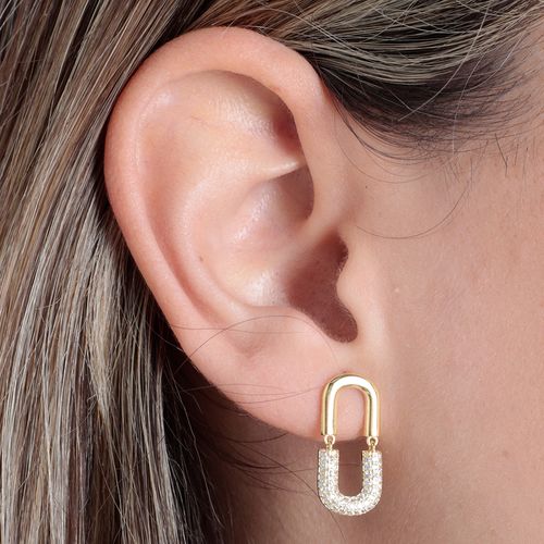 Aretes de plata con baño de oro para mujer