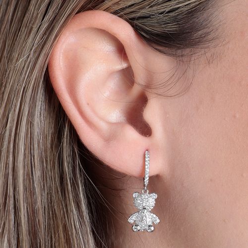 Aretes de ositos de plata color plateado para mujer