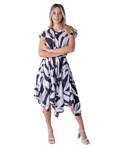 Vestido DKNY midi estampado manga corta para mujer