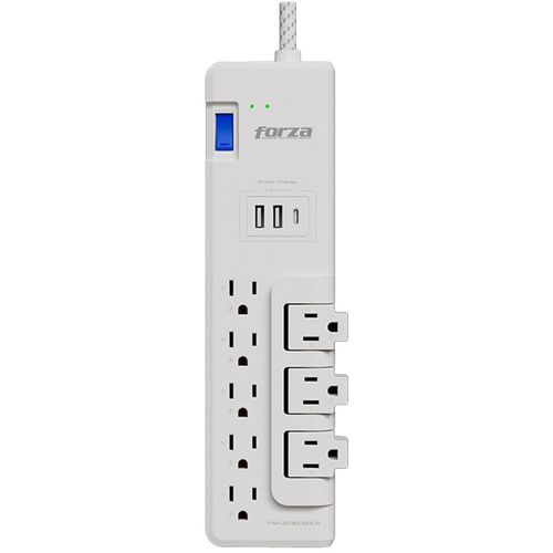 Protector tensión Forza 1625W/2700J 8 tomas certificados NEMA 5-15R + 3 puertos USB
