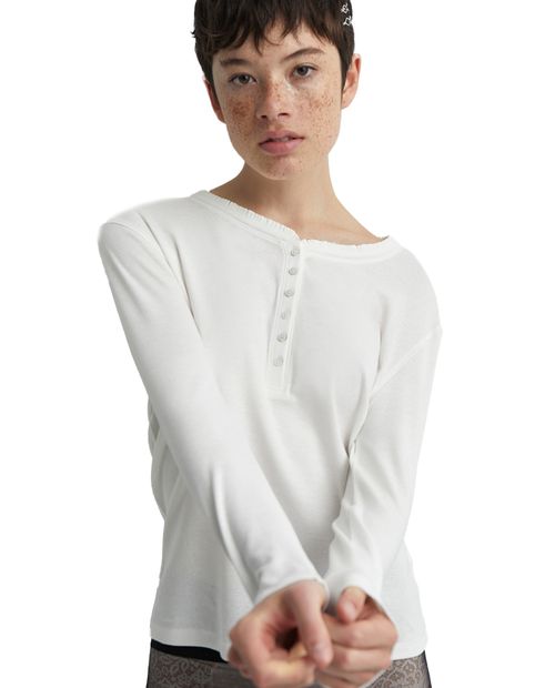 Camiseta de pijama Sfera blanco manga larga para mujer