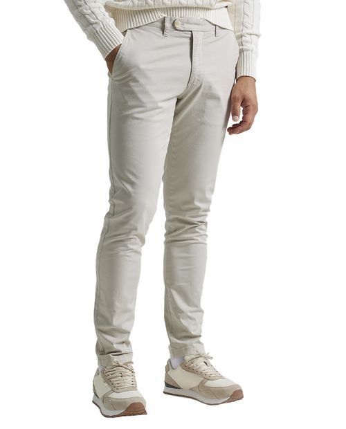 Pantalón chino twill Puro Ego gris claro sólido para hombre