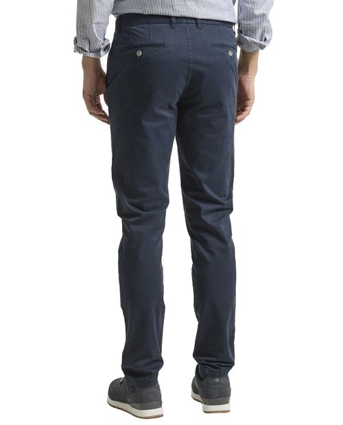 Pantalón chino twill Puro Ego navy sólido para hombre