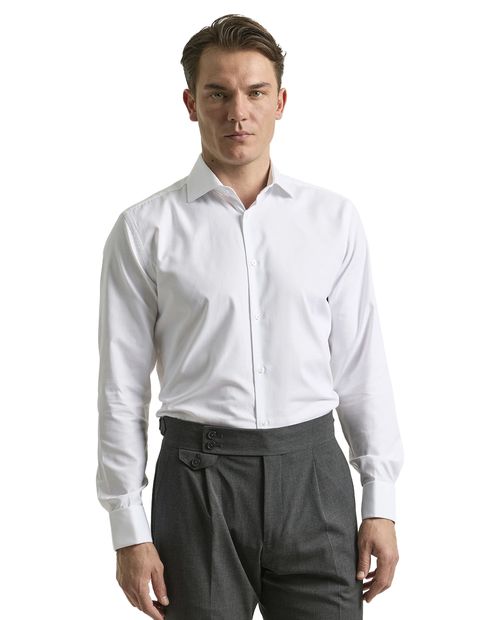 Camisa de vestir slim fit Puro Ego blanca sólida para hombre
