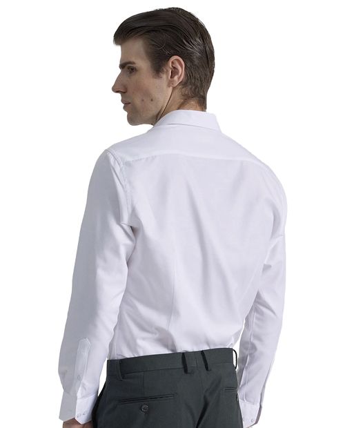 Camisa de vestir slim fit Puro Ego blanca sólida para hombre