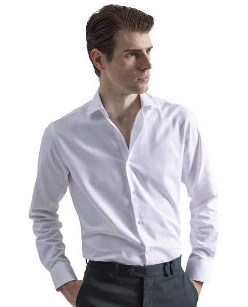 Camisa de vestir slim fit Puro Ego blanca sólida para hombre