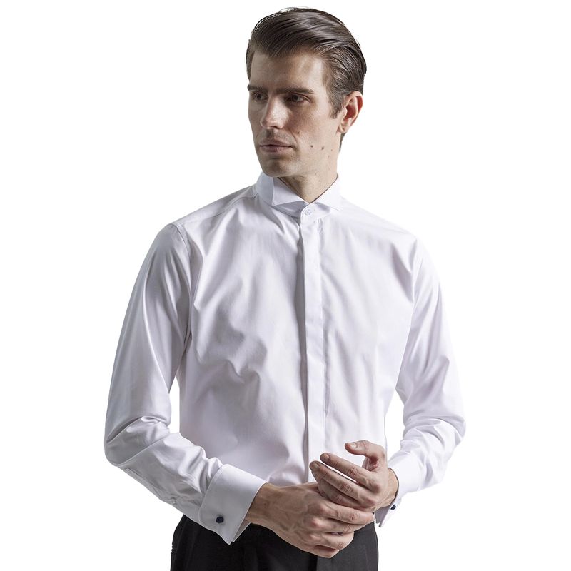 Camisa de vestir slim fit Puro Ego blanca sólida para hombre