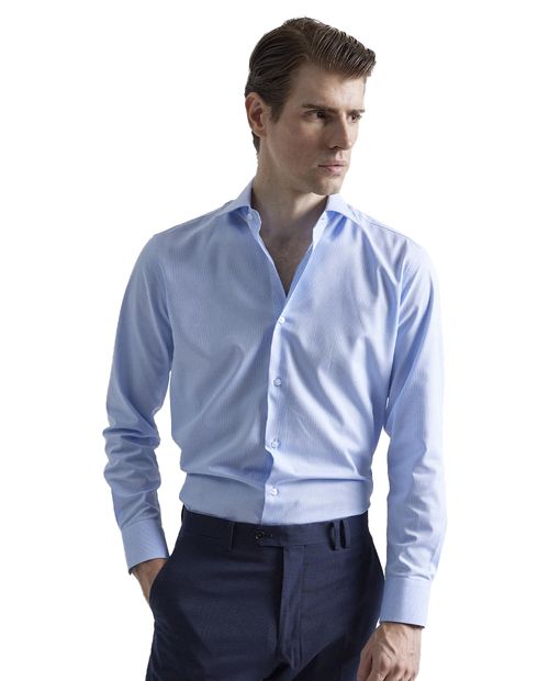 Camisa de vestir slim fit Puro Ego celeste sólida para hombre