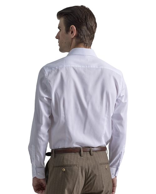 Camisa de vestir slim fit Puro Ego blanca rayas texturizadas para hombre