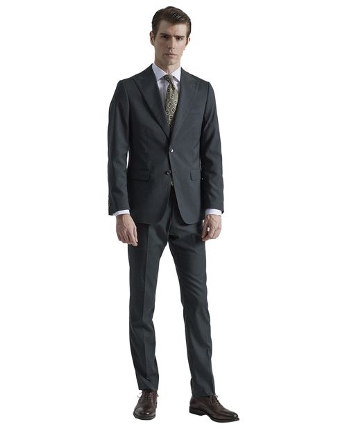 Traje PuroEGO slim fit verde oscuro sólido para hombre