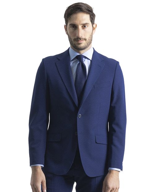 Blazer formal PuroEGO slim fit azul sólido para hombre