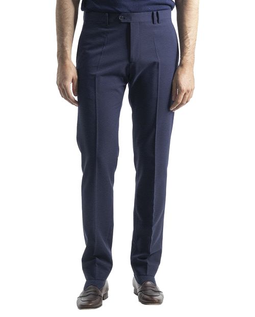 Pantalón de vestir PuroEGO slim fit azul navy sólido para hombre