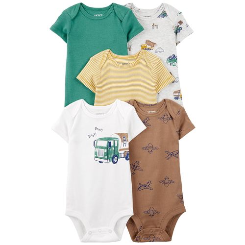 Set de 5 mamelucos multicolor con estampado para bebé niño