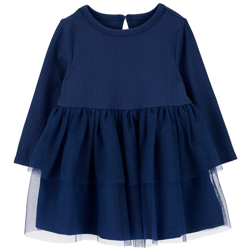 Vestido-azul-solido-para-bebe-niña