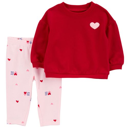 Conjunto de 2 piezas bicolor con estampado de corazones para bebé niña