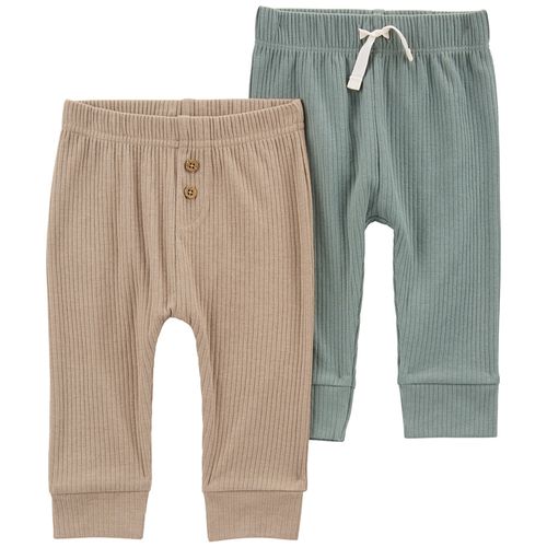 Set de 2 pantalones bicolor sólido para bebé niño